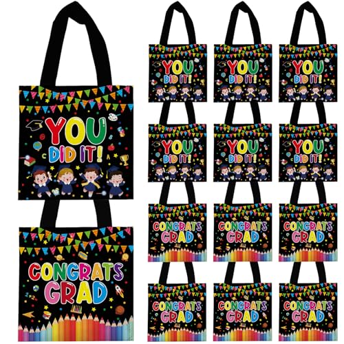 delaimastor 20Pcs Kindergarten Graduation Non-Woven Gift Bag Gifts Wrapping Tote Bag Reusable for Children Daughters Sons Graduation Party Supplies 8.6x8.6 Inches