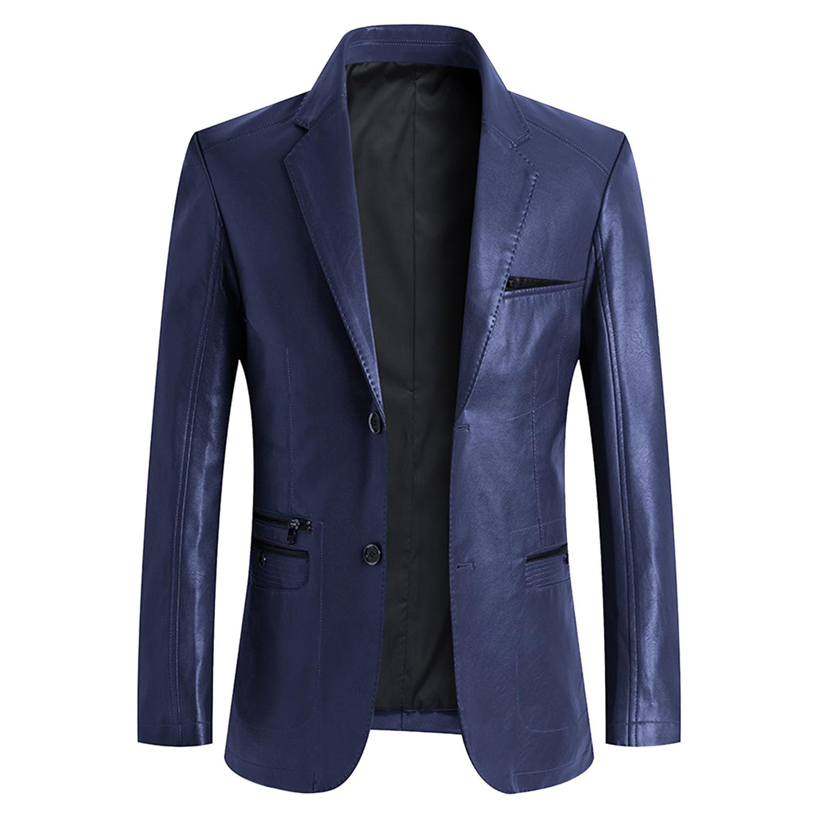Blazer Hombre Chaqueta Americana Cuero Casual Elegante De Traje Diseño Piel Moderna Ajuste Cómodo Estilo Moda Para Fiesta Negocios