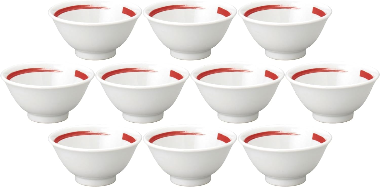 セトモノホンポ(Setomonohonpo) Set of 10 Suzaku Brush Line Soup Bowls 4.7 inches (12 cm) | Soup Bowls [4.7 x 2.3 inches (11.9 x 5.8 cm), 9.2 fl oz (260 cc)]