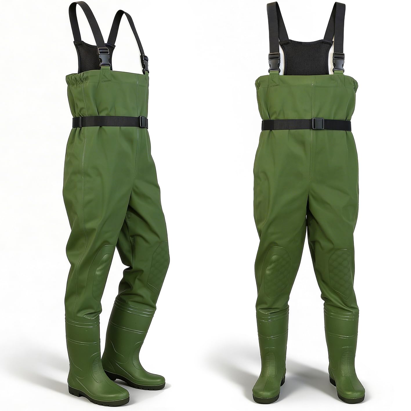Wathose Anglerhose mit rutschfesten Gummistiefeln, Angelhose Gr. M - XL, Teichhose, Angelstiefel Watstiefel Gr. 41-45, wasserdicht