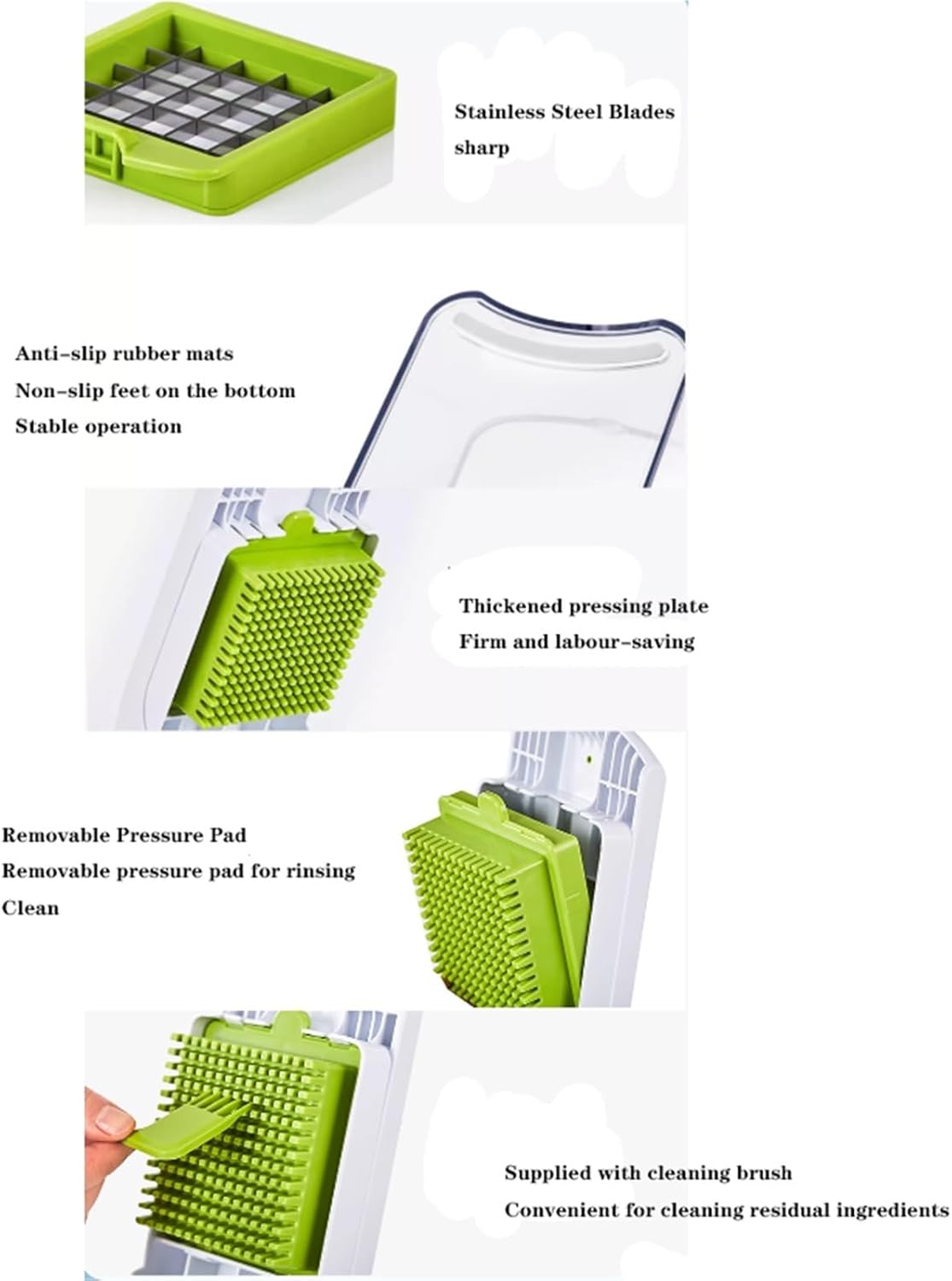 7pcs Vegetable Chopper, High Capacity, Veggie Slicer, Dicer, Easy to Clean, Kitchen Food Cutter with 4 Blade, Save Time and Effort, for Potato Carrot Salad(Pink)