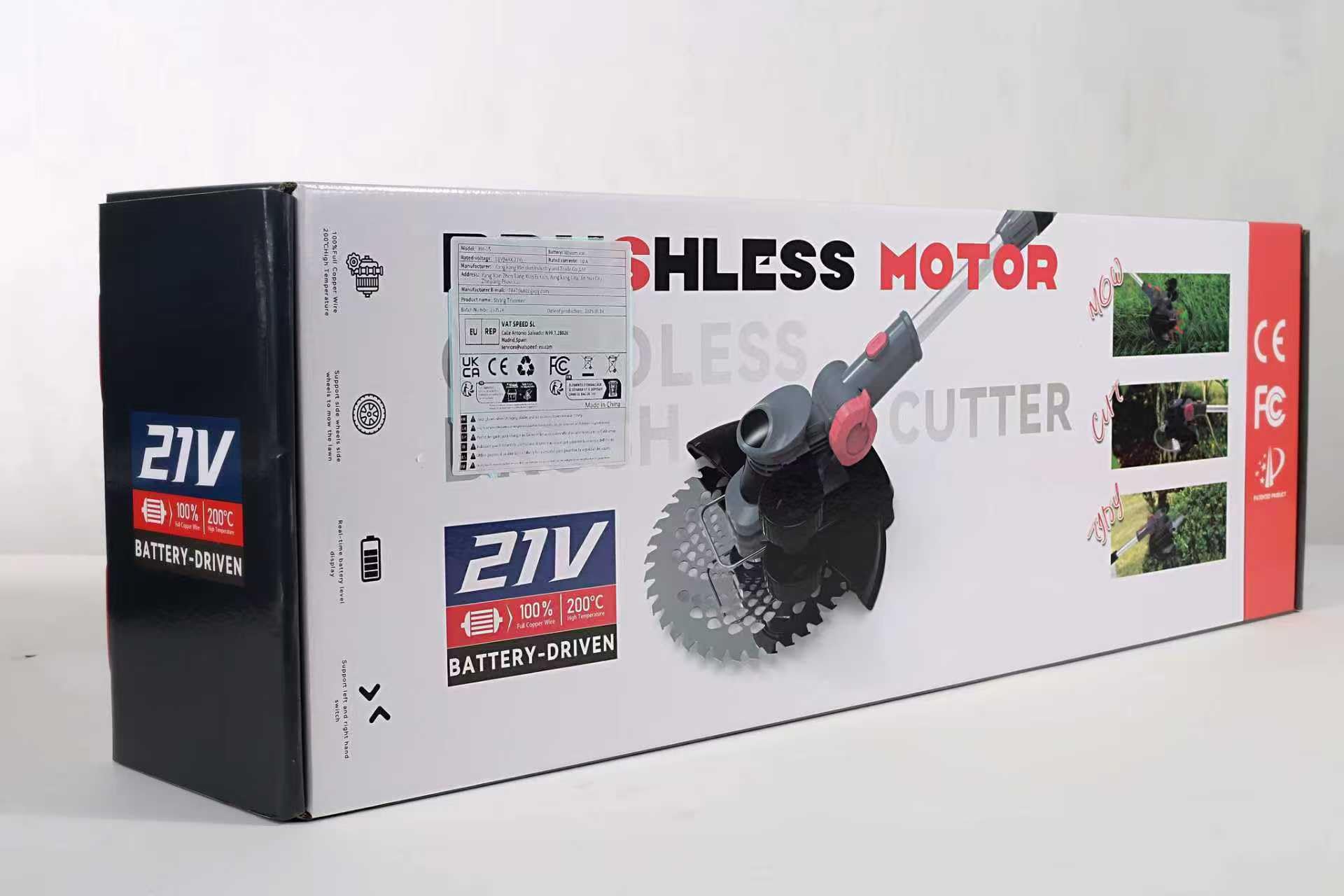 Desbrozadora con batería y cargador, 21 V, desbrozadora para batería Makita, incluye 2 baterías de 4,0 Ah, desbrozadora con cepillo para malas hierbas, cabezal giratorio 90°, para jardín (gris)