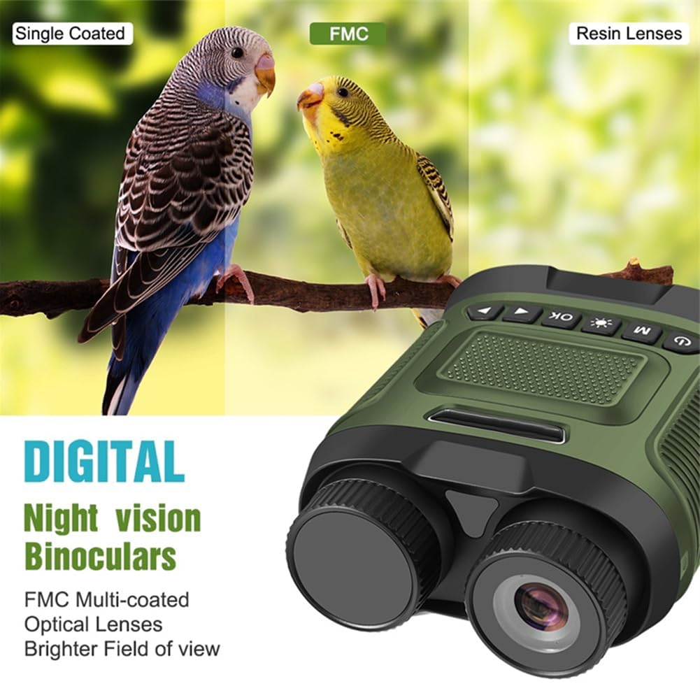 Garvee - Prismáticos de visión nocturna 4K HD - Pantalla ancha de 3" - Zoom Óptico 8X - Infrarrojo, Grabación foto/vídeo, resistente al agua, batería recargable, ideal para cazar, observación