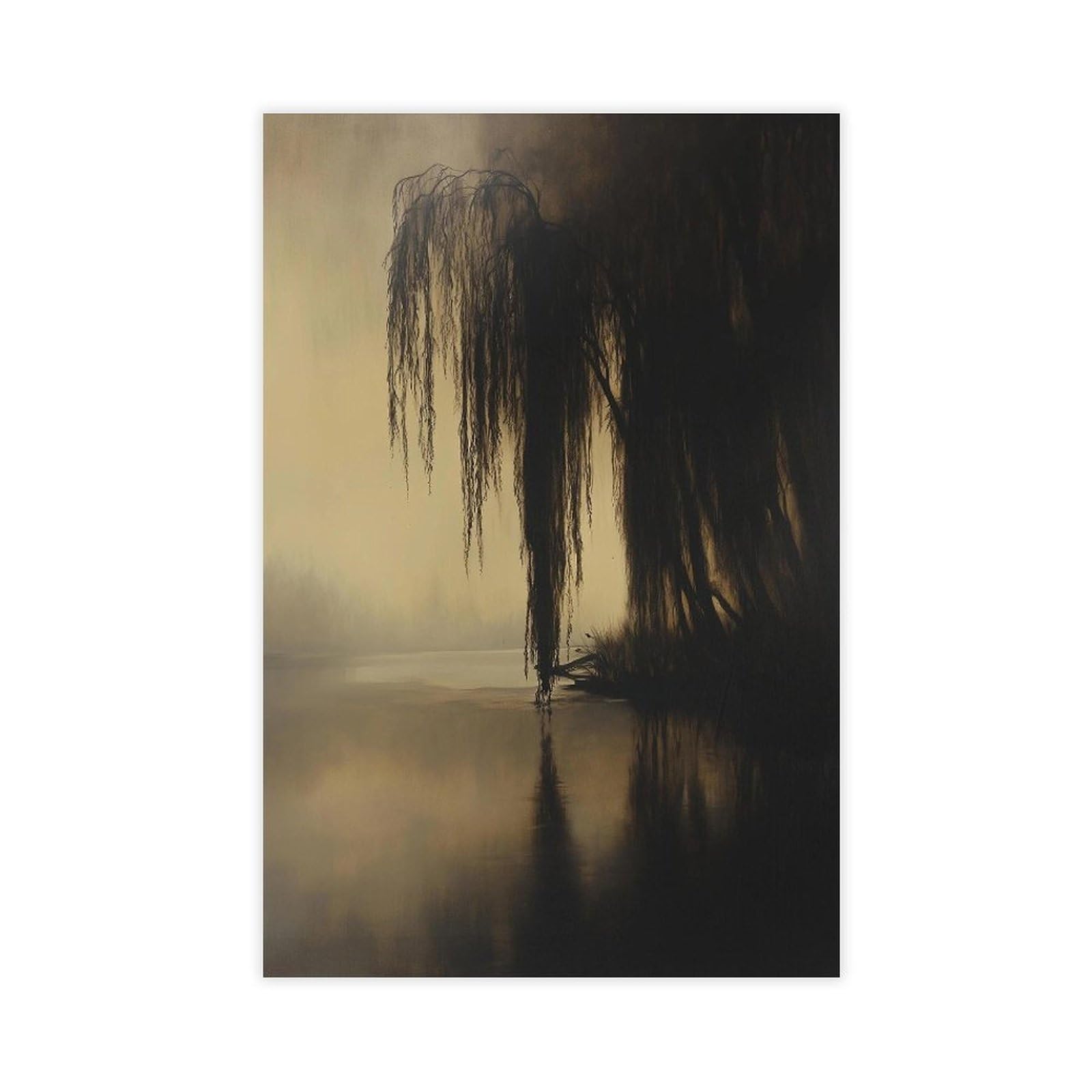 Bareronor Old Willow Tree Cottagecore Canvas Poster Bedroom Decor Landscape Office Room Decor Gift 8" L X 12" W