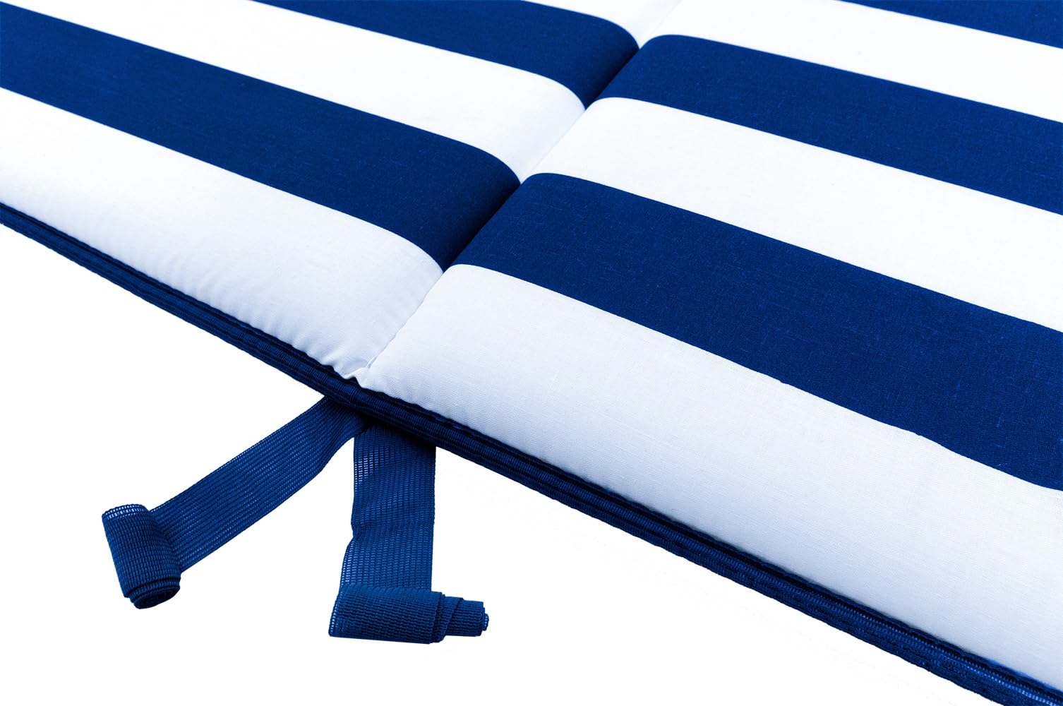 EmmeVi - Cojín para tumbona de salón, suave con rayas, cubre tumbona plegable, modelo CAIRO ENFAITADO AZUL