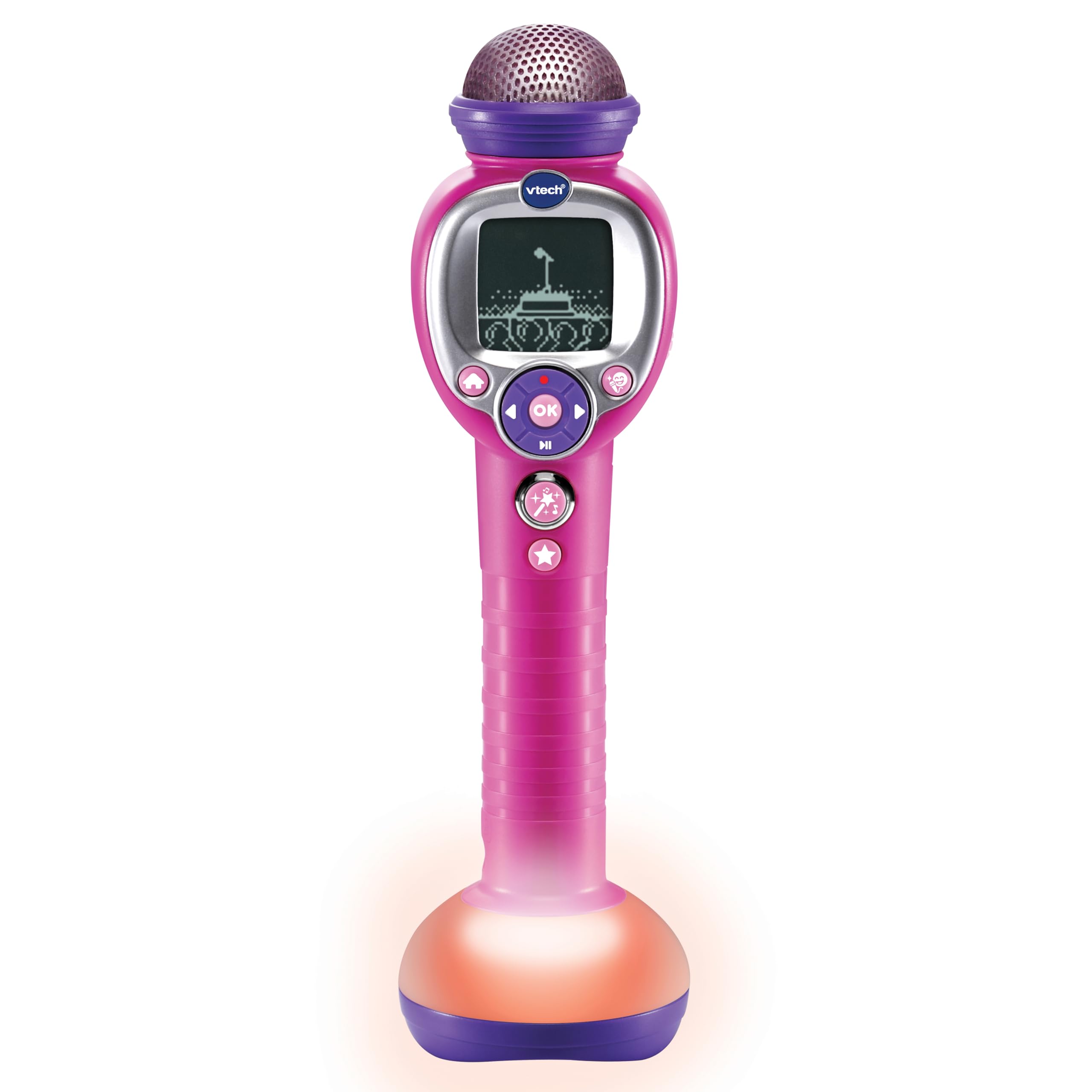 VTech - Kidi Superstar Dance, Micrófono portátil 8 en 1 con Pantalla Interactiva, Karaoke Infantil, Aprende a Cantar, Juegos, Efectos de luz y Sonido, Regalo niños +6 años, Versión ESP