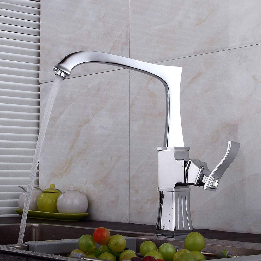 VDOQTLJT Kitchen Faucet Antique Hot and Cold Wire Drawing Tetragonal Rotary Black Water Mixer T(E)