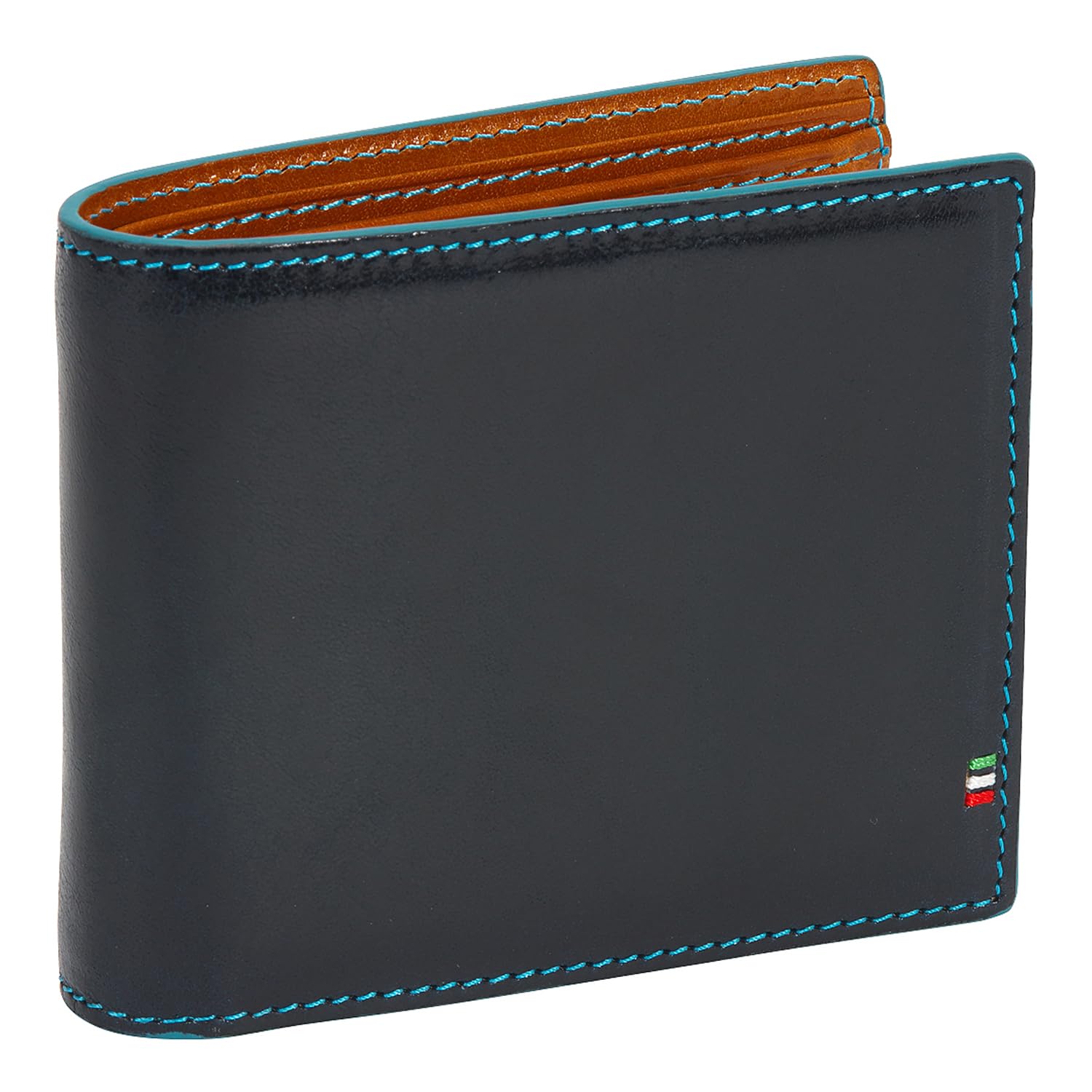 GORBE Wallet Men's Italian Leather Bi-Fold Wallet (dark navy)