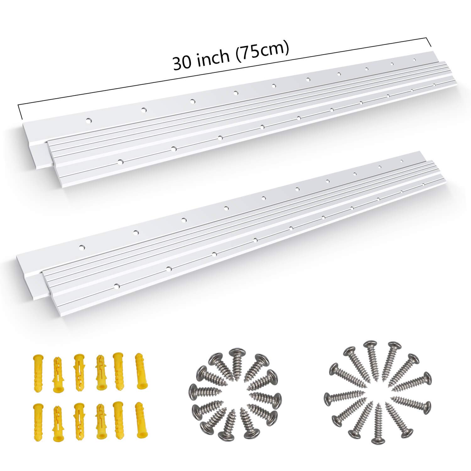 (incomplete) (30 inch) French Cleat, 2 Pairs Heavy Duty Aluminum Z Clips/Bar Hanger Interlocking Wall Mounting Bracket Hardware Kit for Hanging Mirrors, Picture, Shelf, Headboard, Cabinet, Whiteboard, Art, Frames