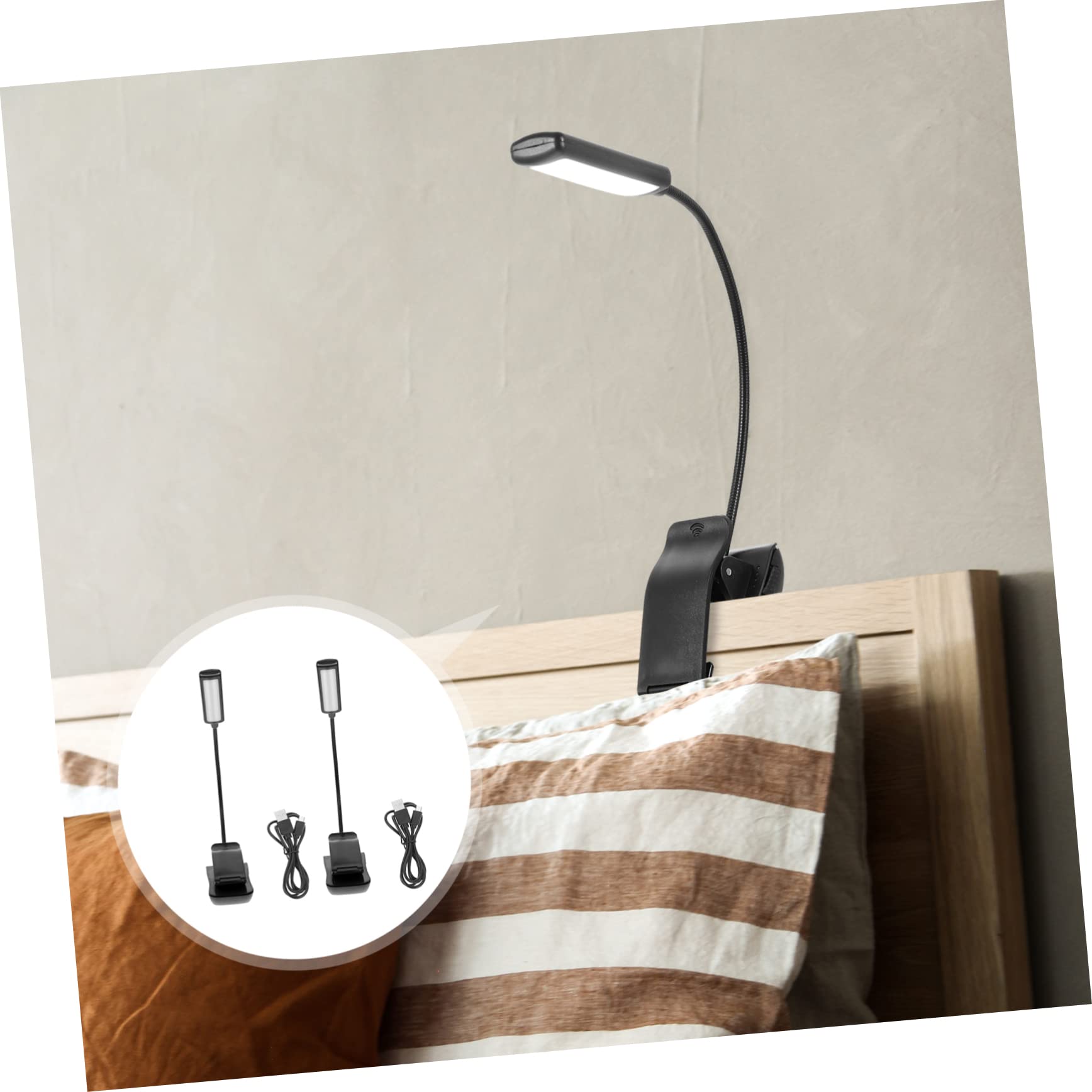 Mipcase Booklight Clip on Led Reading Lamp for Boys and Girls 3-Levels Adjustment Bedside Reading Lamp 2 Pack