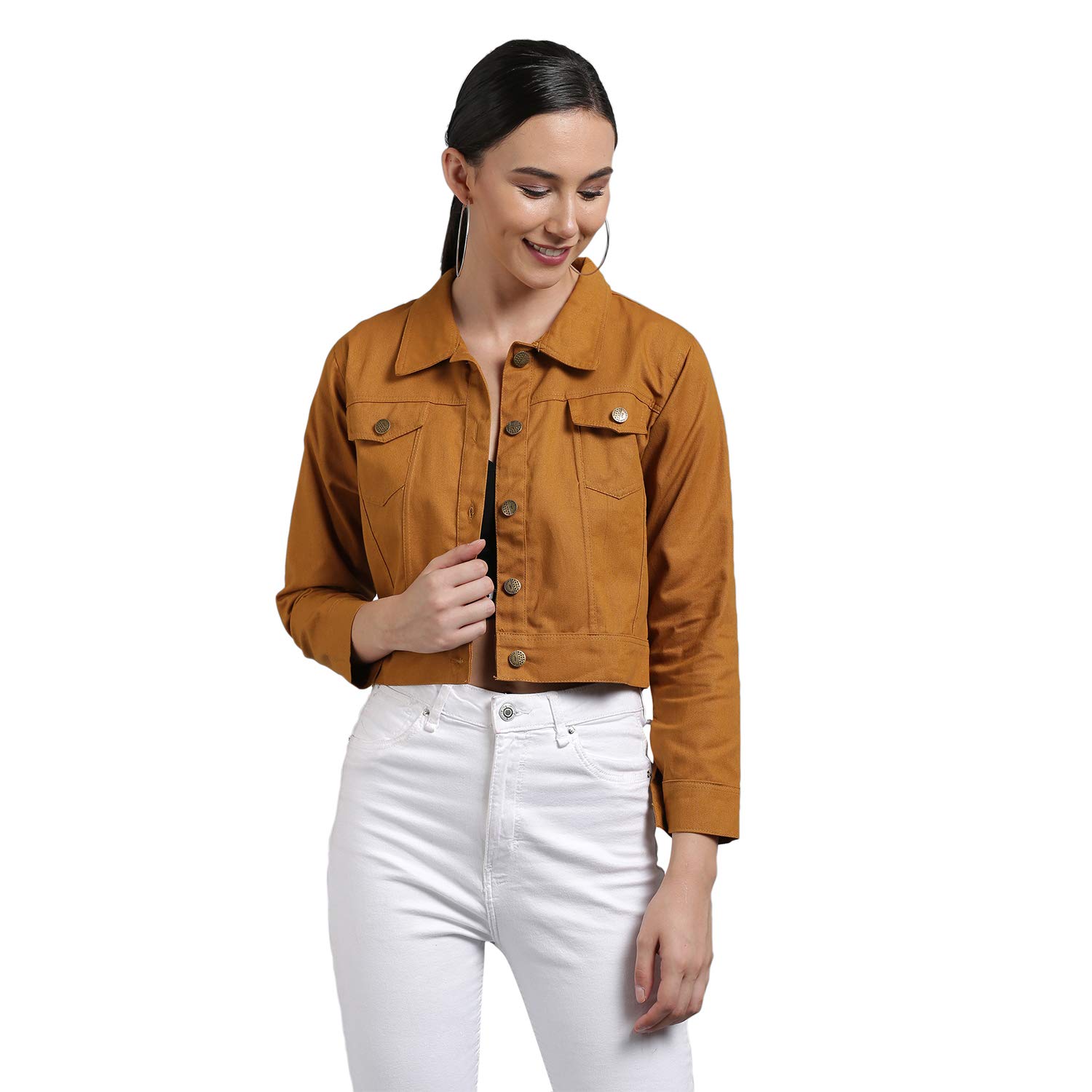 funday fashion Women's Cotton Twill Blouson Standard Length Jacket Tan Xl-picture-12