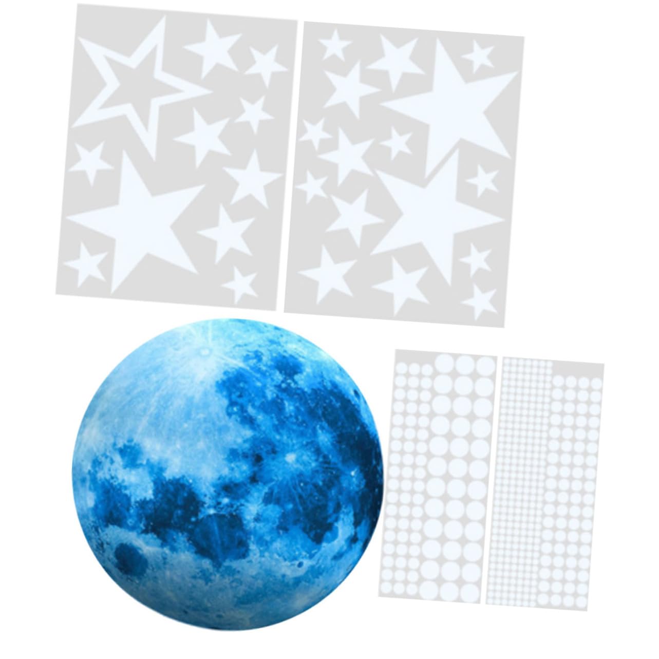 VICASKY 2juegos Pegatinas Para Decoración De Paredes De Estrellas y Luna Adhesivos Para Dormitorio De Luna Estrellas Puntos Removibles y Fáciles De Usar