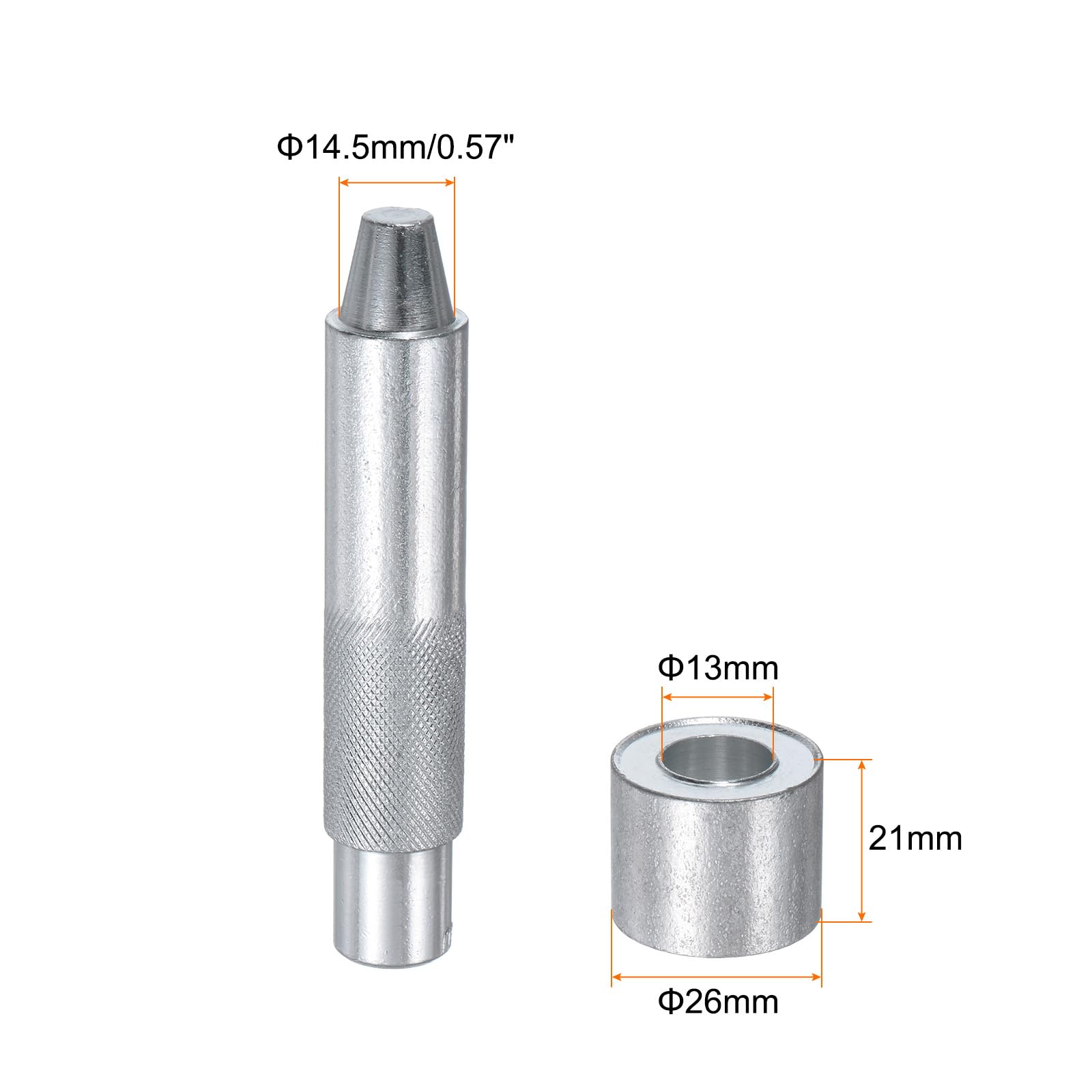 HARFINGTON 2Set Eyelet Hole Punch Die Tool 14.5mm 45# Steel Grommet Setter Install Tool Hollow Punch Tool Kit with Base for Fabric Clothing Crafts Bags