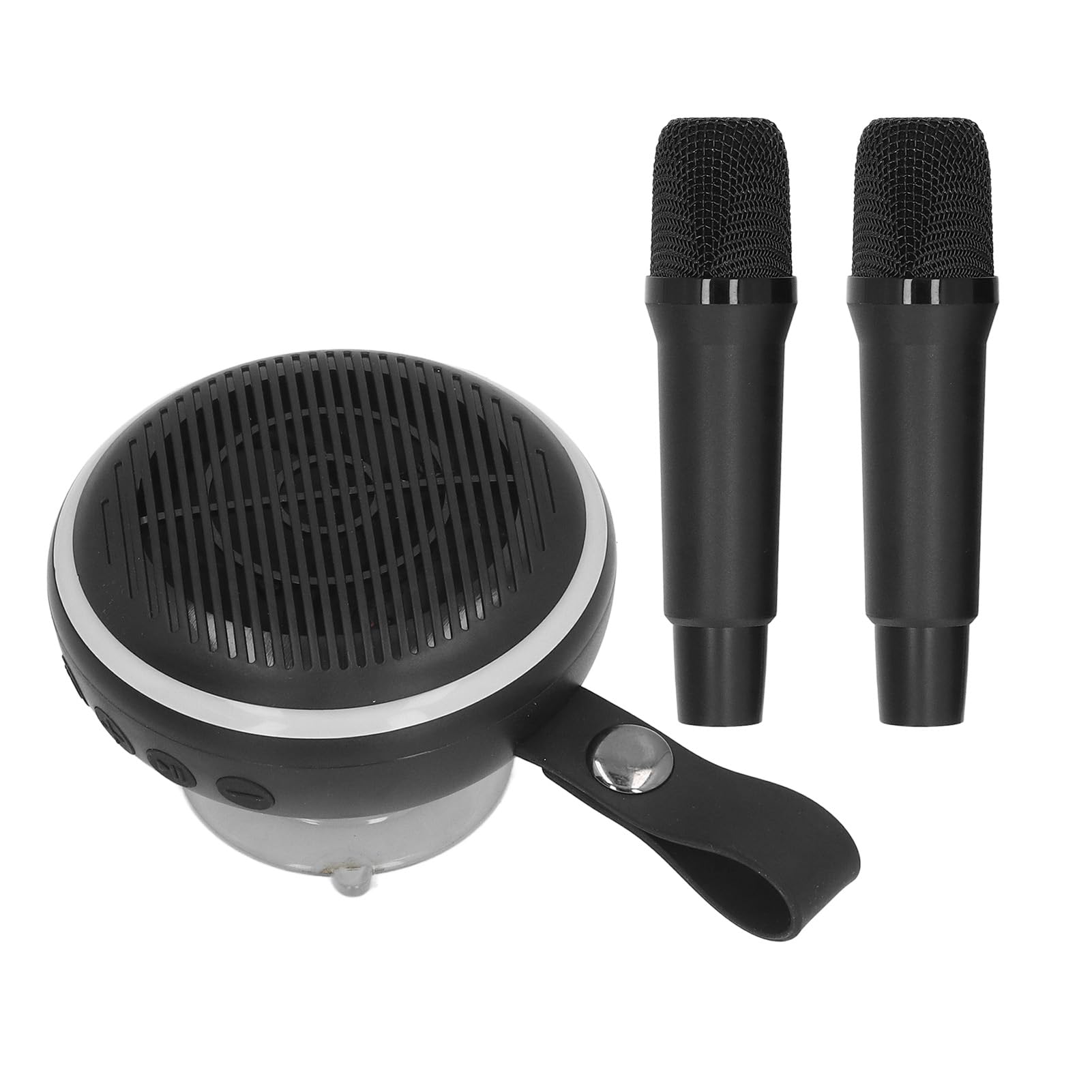 Mini Set Karaoke, Altoparlante Portatile con 2 Microfoni per Feste in Casa, Campeggio All'aperto (Black)