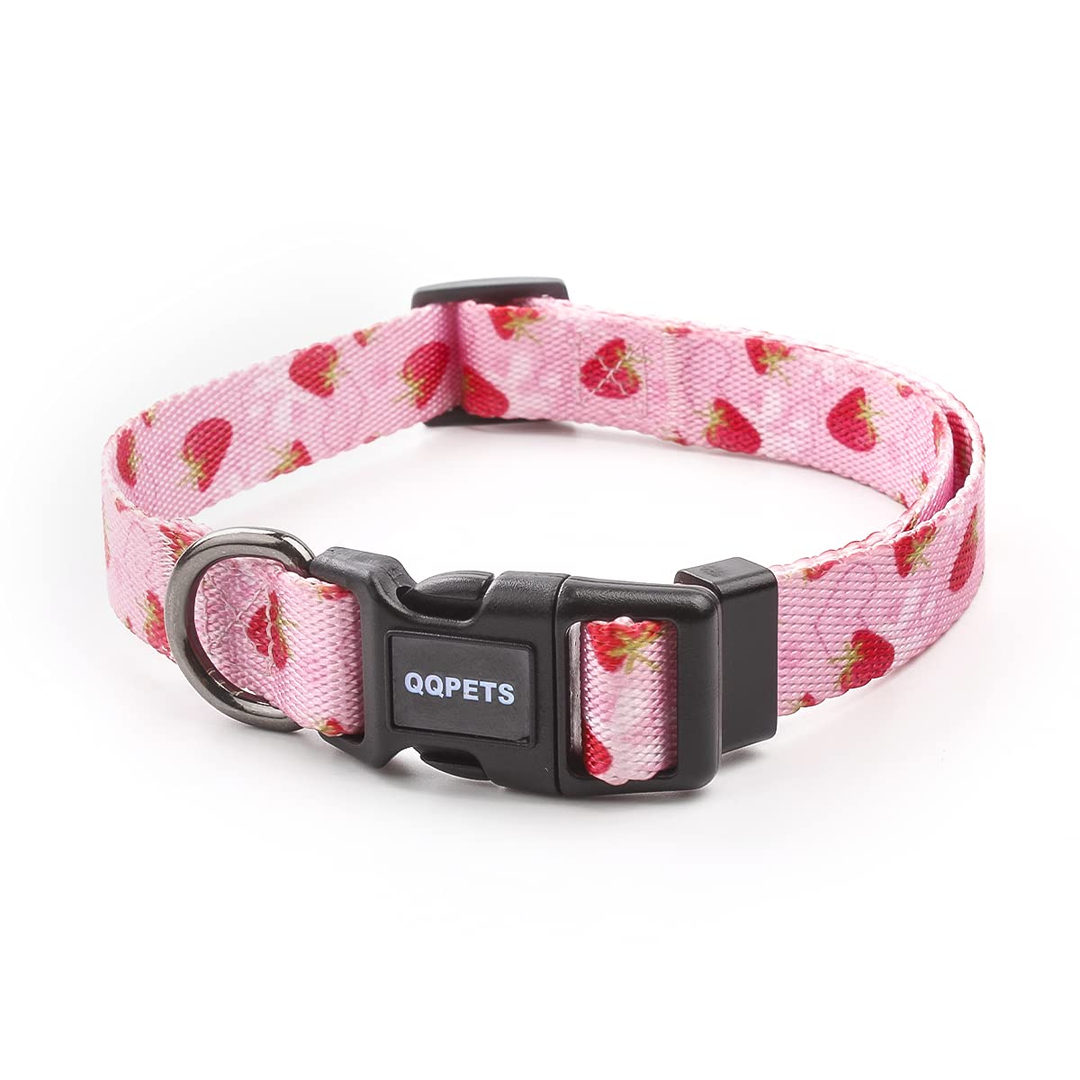 QQPETS Dog Collar Small Medium Large:Adjustable Nylon Cute Floral Pattern for Pet Girl/Boy Soft Comfortable Walking Running Hiking (Fruit, S)