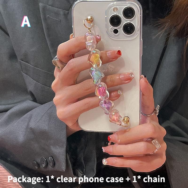 Miniatura 2 de Funda estética para teléfono con cadena, funda Y2k Anime para mujer, compatible con iPhone 14 Pro Max (A,13 ProMax)