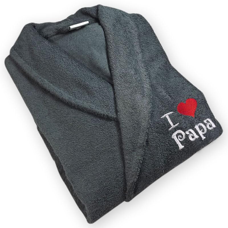 Peignoir personnalisé et brodé haut de gamme col chale anthracite S