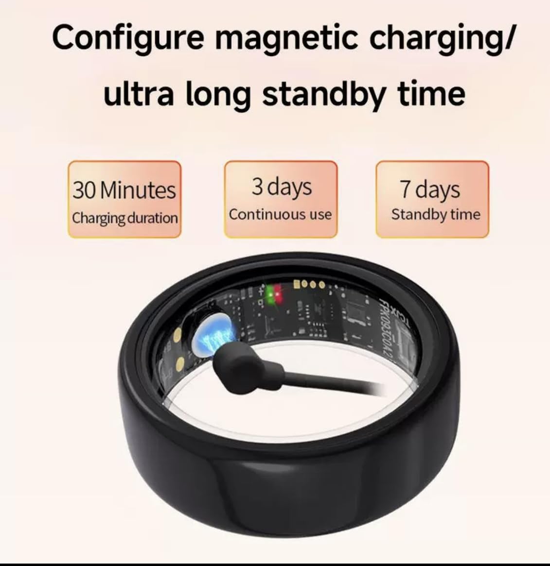 Anello di visualizzazione intelligente della temperatura, banda LED digitale, titanio nero, impermeabile (bianco, 9)