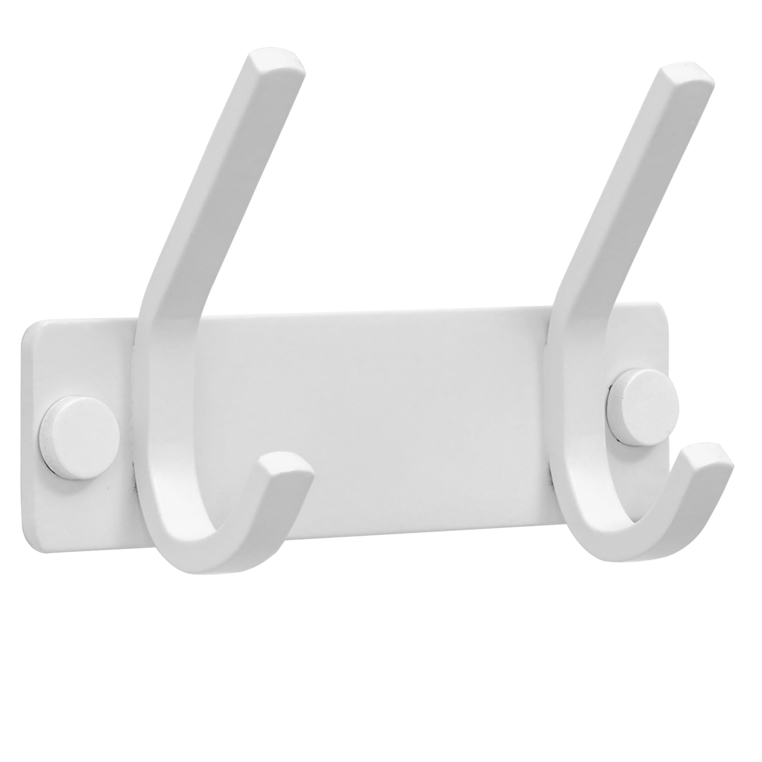 HONSKY Wall Coat Rack, 12cm Towel Rack, Painted Metal Wall Coat Hanger with 2 Double Hooks (4 Single Hooks),for Hanging Coat, Hat, Bag, Towel, in Hallway Entryway Bathroom,White