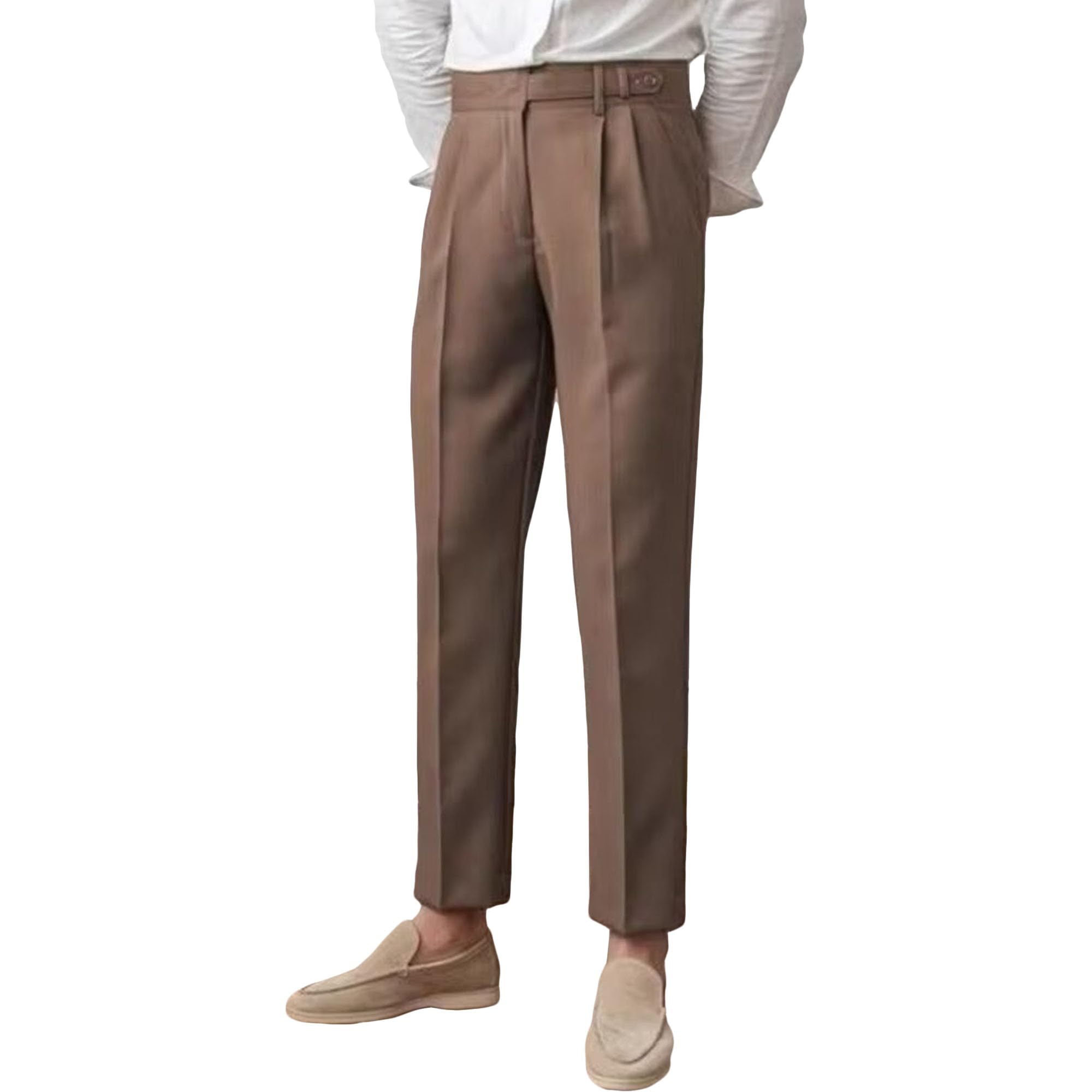 Mens Pleated Business Suit Pants Formal Business Casual Summer Men Pant Classic Tall Big Lounge Trousers