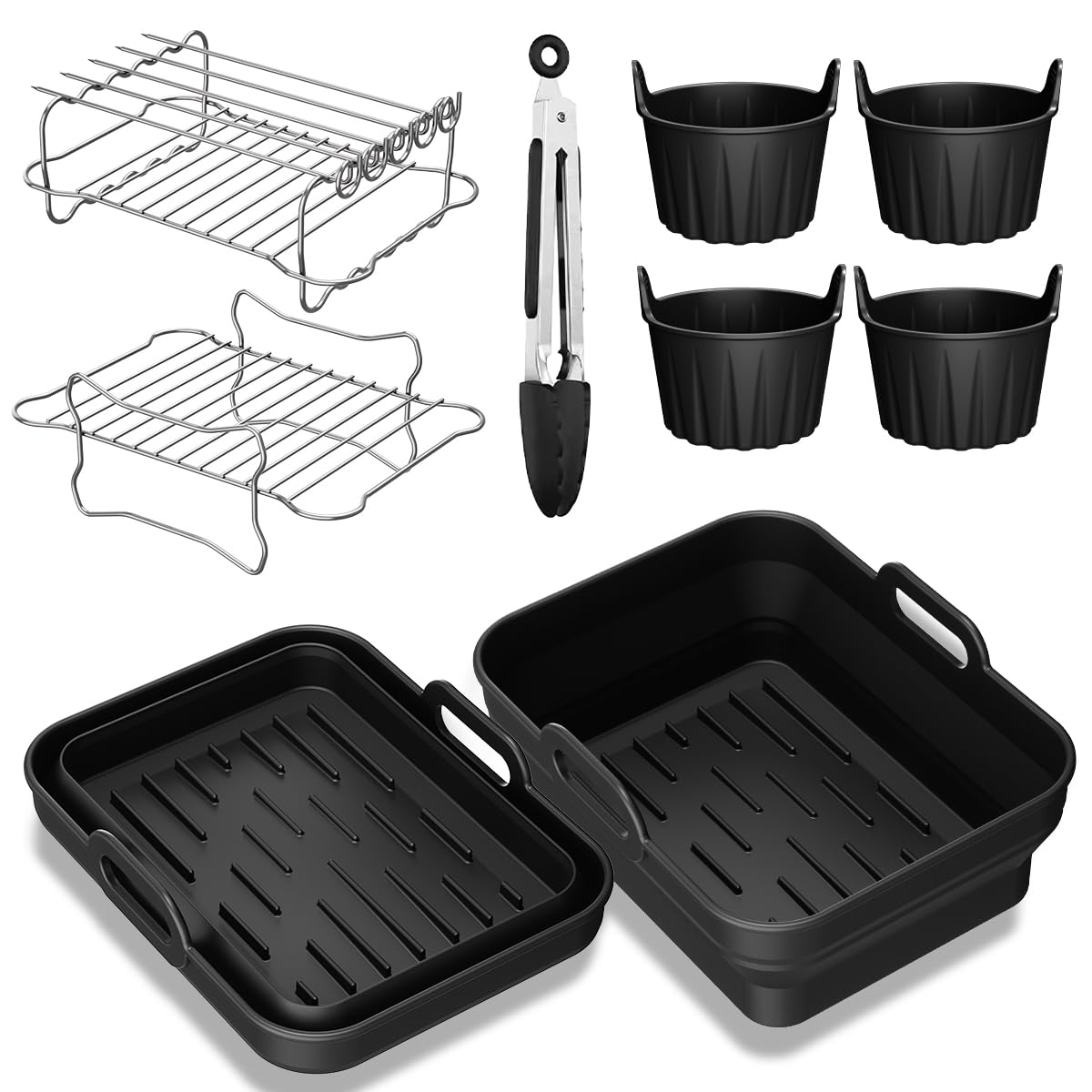 Ninja Airfryer Zubehör für Ninja Dual Zone Digital Air Fryer DZ400EU BPA-frei Silikonform Heißluftfritteuse Zubehör für Ninja Foodi MAX Dual Zone 9,5L (AF400EU, AF400EUCP, AF451EU) Accessories