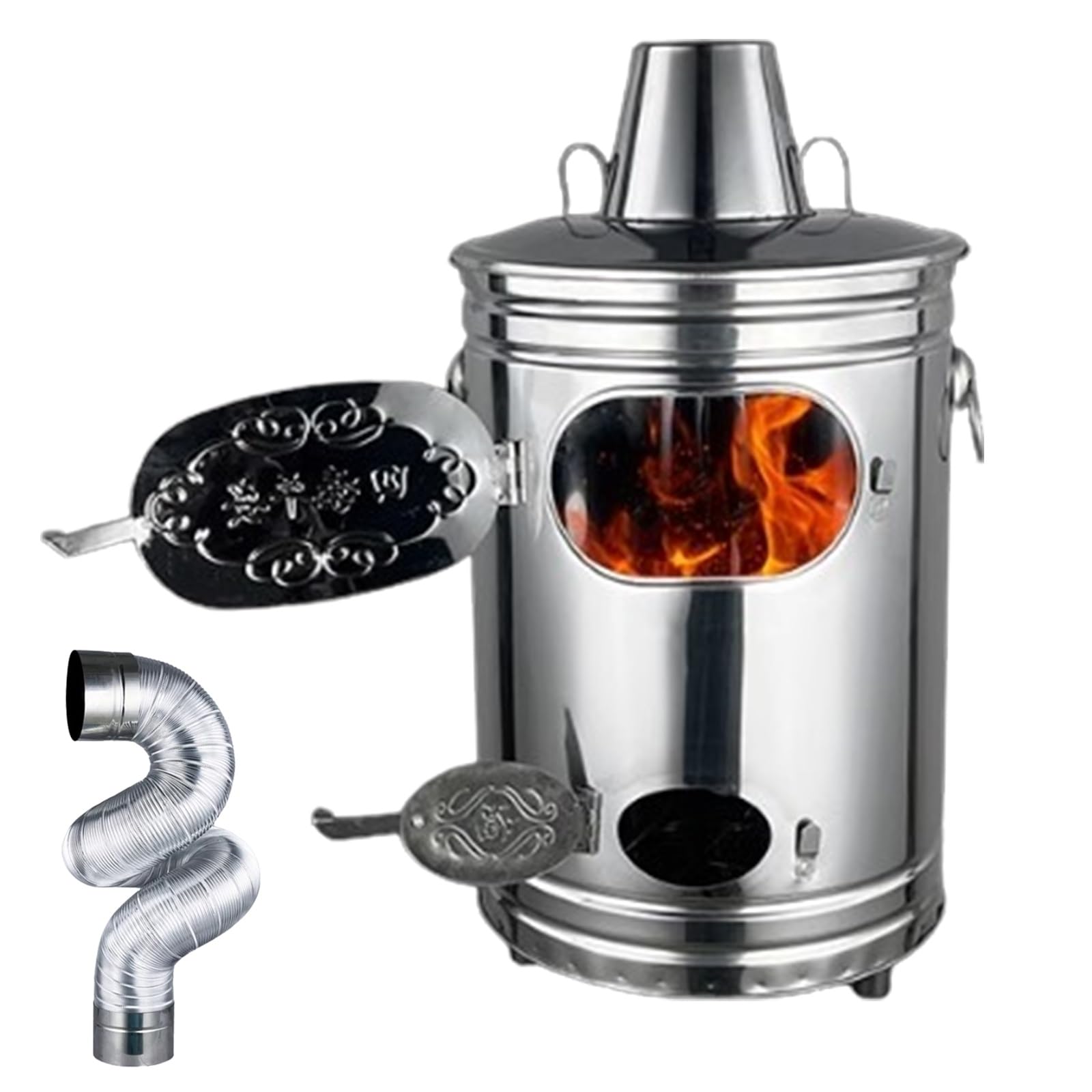 Incinerador, Contenedores for Quema de Basura con Conducto de Escape de Humo de 2 M, Incinerador for Interior, Exterior, Combustión de Basura, Papel Usado, Hojas de Jardín