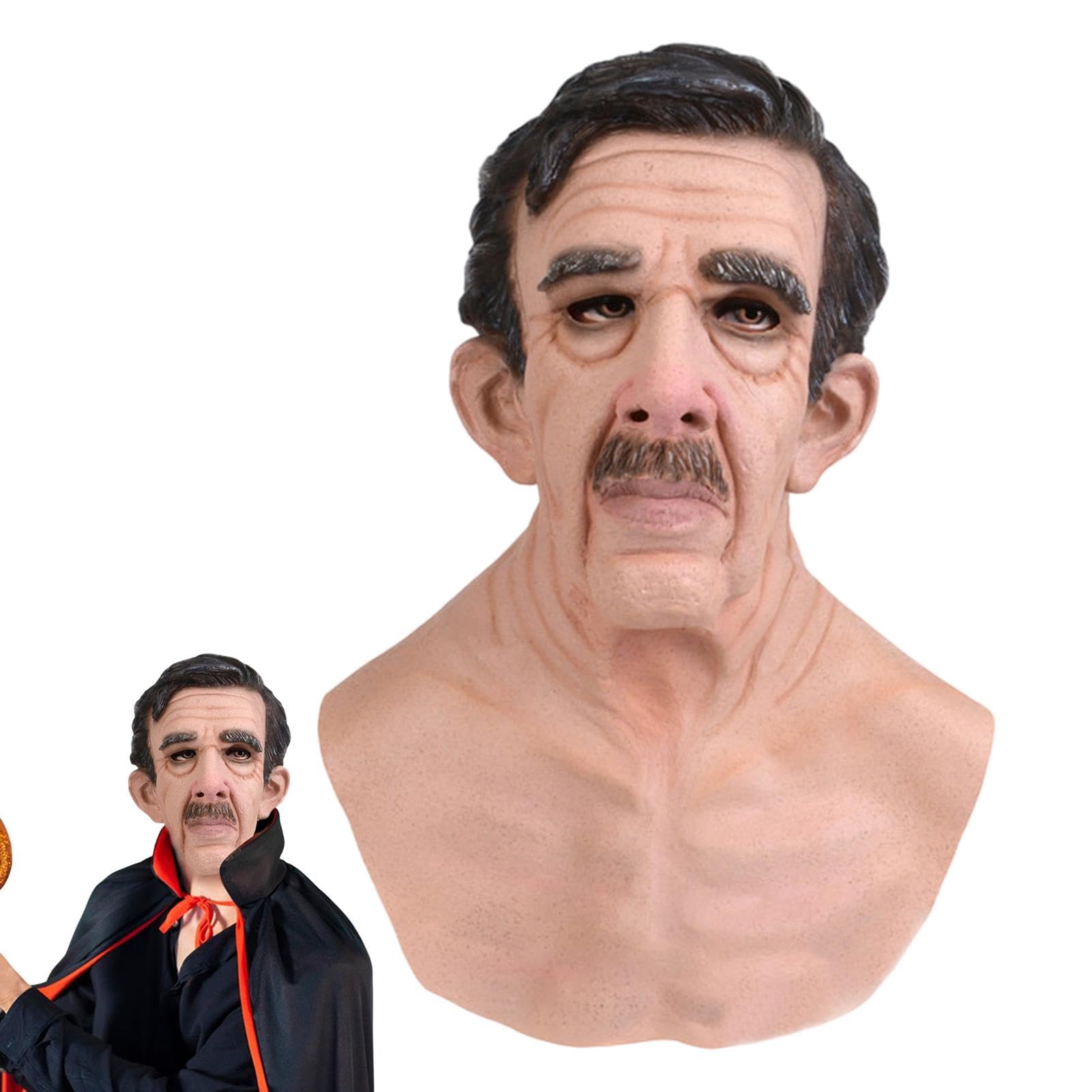 Old Man Masque Scary, Latex Halloween Masque Old Man Cosplay Prank, Realistic Human Face to Creat Festive Atmosphere for Haunted Houses, Theatre