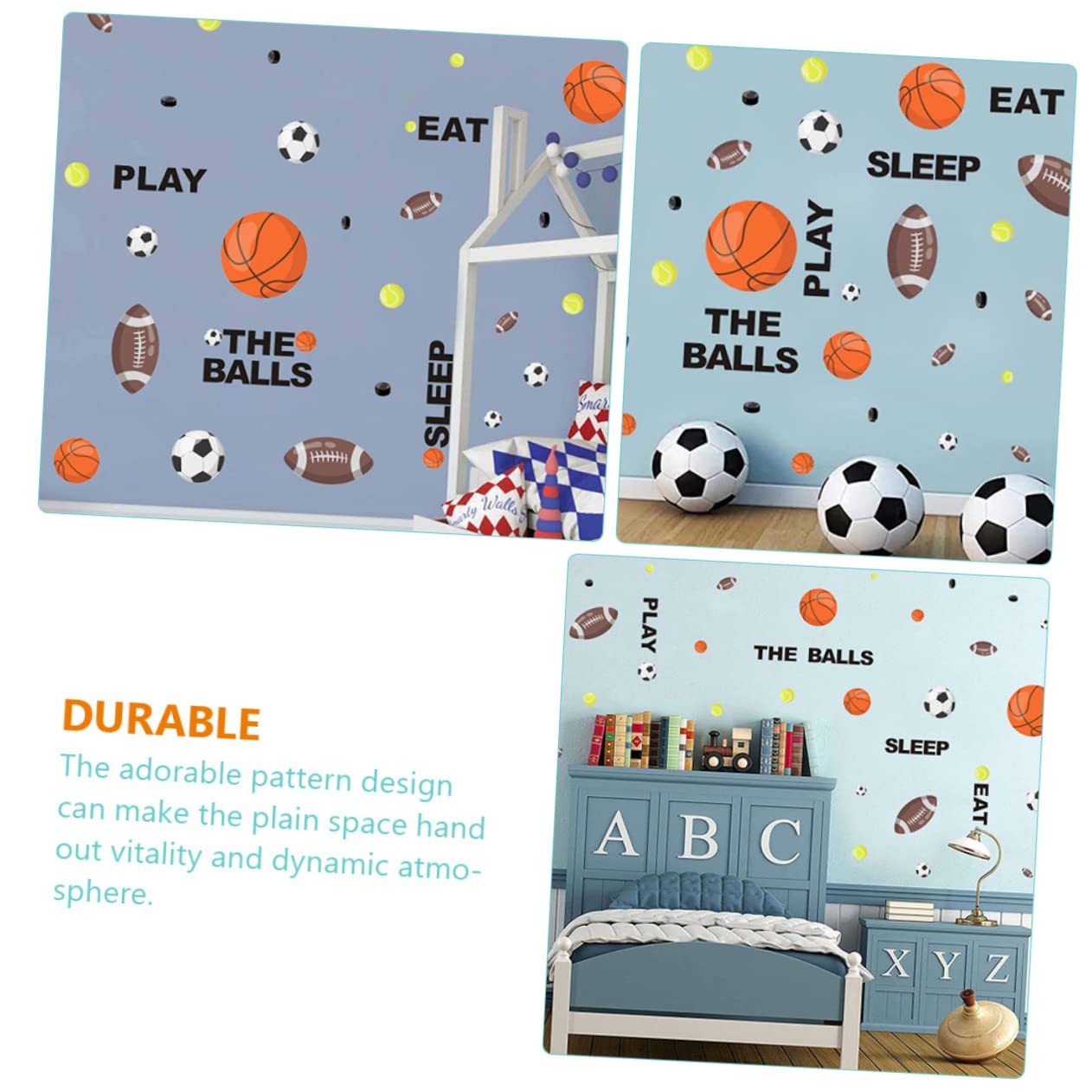 ABOOFAN 4 Adesivi Murali Rimovibili Per Cameretta Dei Bambini Adesivi Decorativi Da Basket E Calcio Per Ragazzi E Ragazze