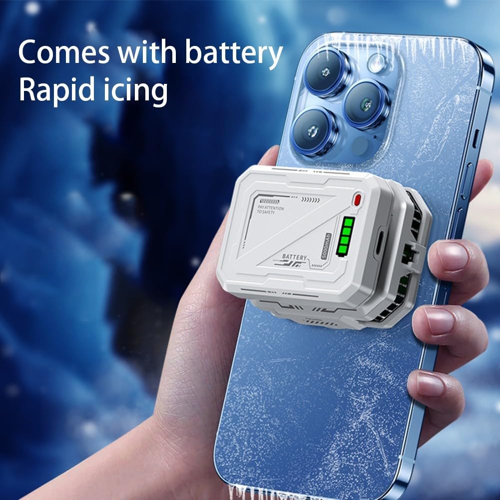 Raffreddamento magnetico per telefono cellulare, ventola di raffreddamento con batteria ricaricabile, display di potenza di raffreddamento veloce (3000 mAh)