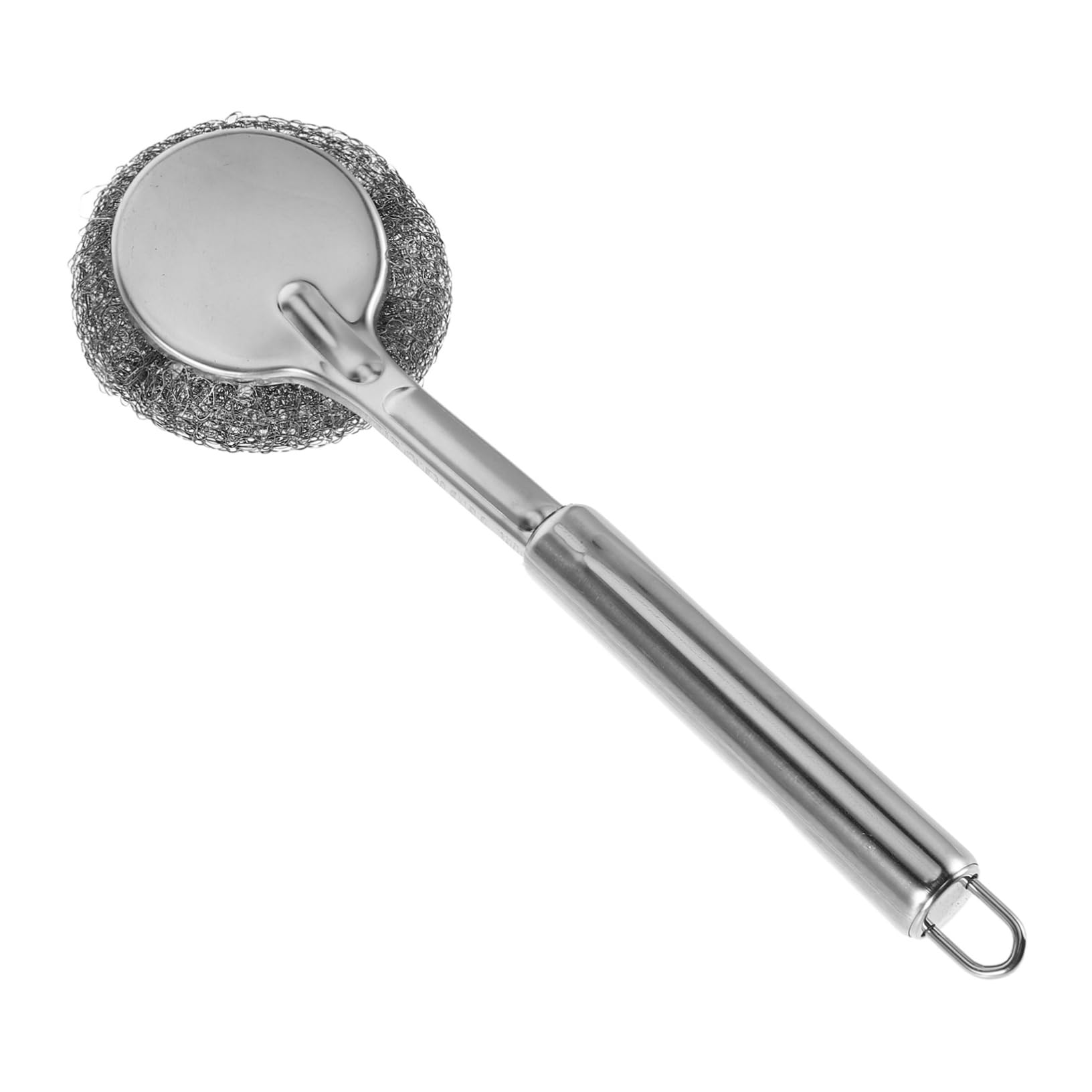 HEMOTON Long Handle Pot Brush Stainless Steel Dish Brush Steel Wool Ball for Deep Clean