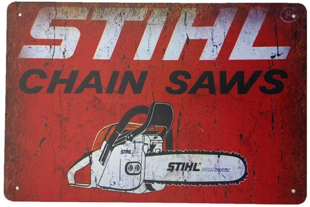 Nuboxx Metallic, Earth Tones Tin Sign Retro Steele Chainsaw Poster Bar Pub Restaurant Home Kitchen Wall Decoration Metal Tin Sign 8X12 Inches