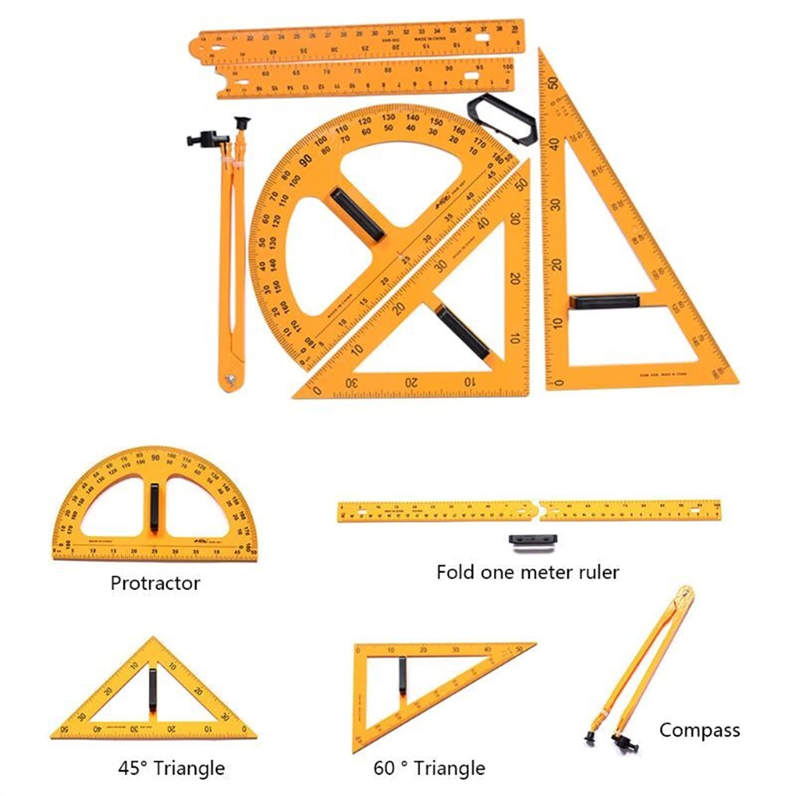 Multifunktions-Lehre-Lineal-Set-Dreieck-Kompasse-Winkelmesser-Messlineal-Math-Geometrie-Tools für Studentenschulbüro