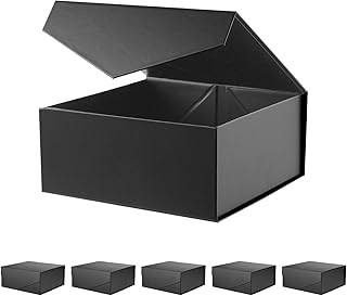 6 Collapsible Groomsman Gift Boxes with Magnetic Lids, 7.5x7.5x3 Inches (Matte Black)