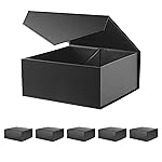 BLK&WH 6 Collapsible Groomsman Gift Boxes with Magnetic Lids, 7.5x7.5x3 Inches (Matte Black)