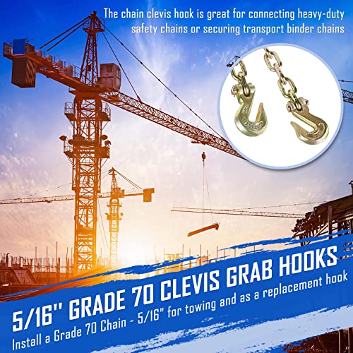 Image of 5 /16 inch Clevis Grab Hooks Grade 70 Forged Steel Tow Hooks 5,400lb WLL | for Truck & Trailer Transport Chains, 10-Pack