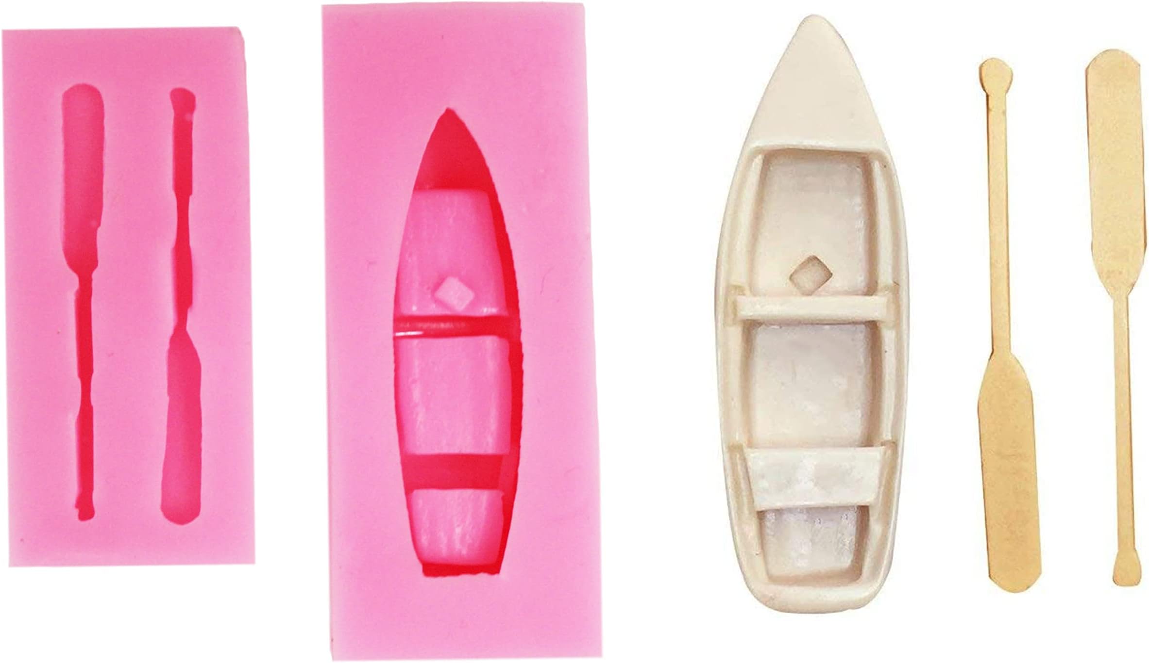 Allinlove 2 Pcs Small Boat Rowboat Oars Silicone Molds Chocolate Candy Molds Cake Sugarcraft Fondant Mold Baking Tools Polymer Clay Mold DIY Crafting Projects Decoration
