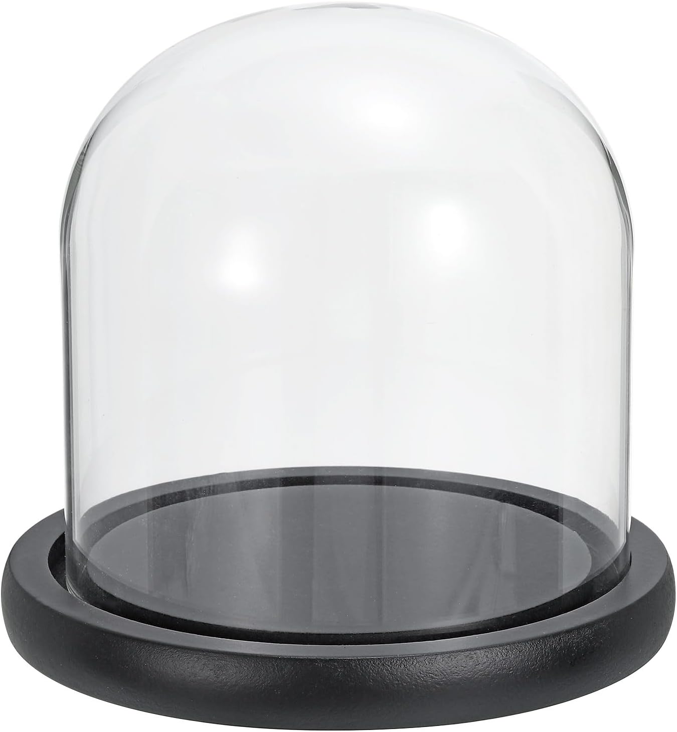 PATIKIL 6.1"x5.9" Clear Cloche Glass Dome, Glass Bell Jar Display Case Tabletop Centerpiece with Black Wooden Base for Christmas Home Decor