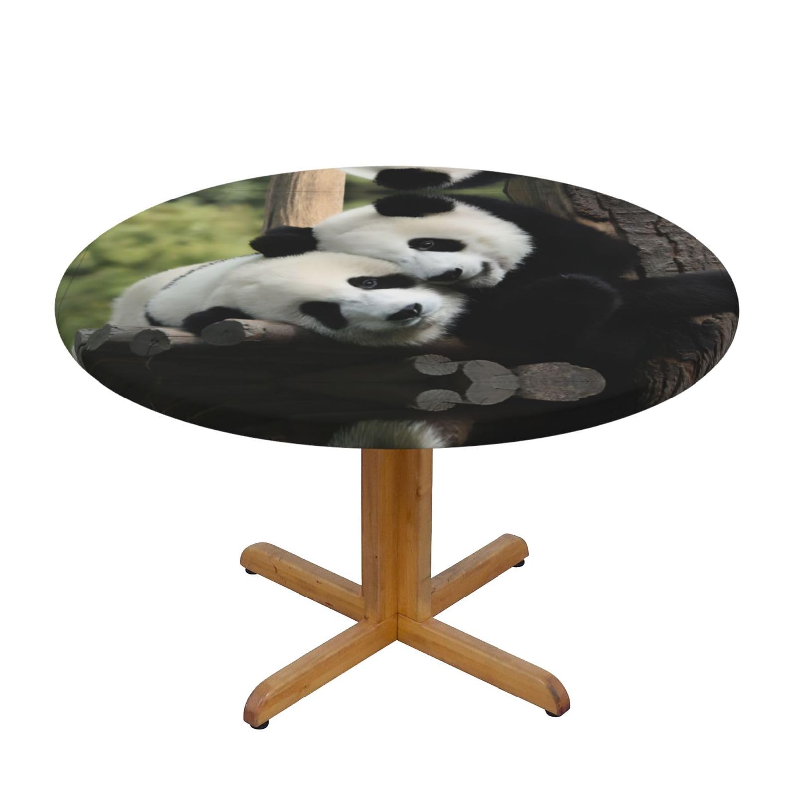 ZQYTGFDC Lovely Pandas M Decorative Round Tablecloth Waterproof Anti Stain Oil Proof Size for 40 50 inch