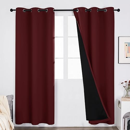 Miniatura 45 de Deconovo - Cortinas opacas 100% con forro, aisladas térmicamente, con reducción de ruido, certificadas por Oeko-TEX, con ojales en la parte Gris