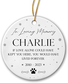 Pet Memorial Ceramic Ornament 2023, Personalized Memorial Dog Loss Ornament, Pet Loss Gift, in Loving Memory Ornament, Memorial Ornament, Custom Pet Keepsake with Name, Cat Dog Memorial Xmas Ornament