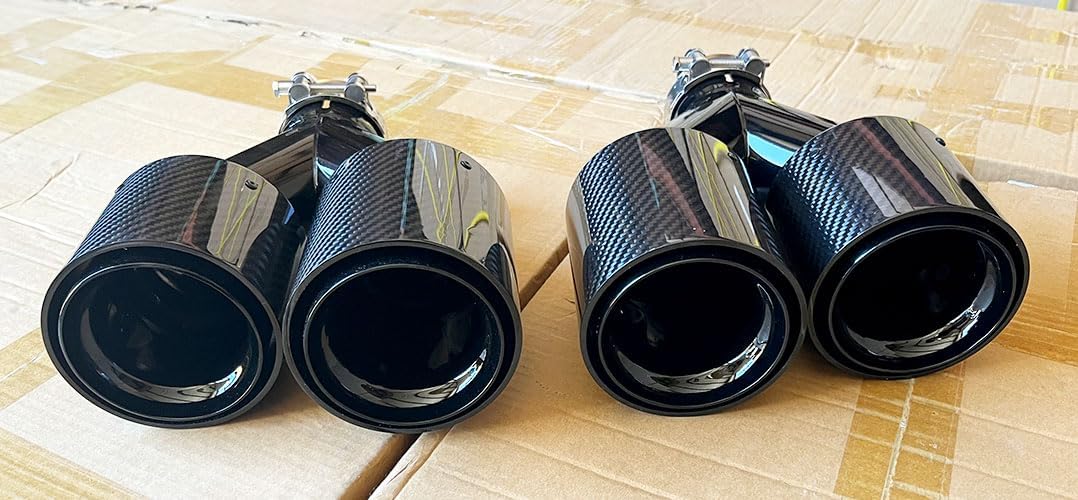Wet Carbon Fiber Gloss Black Steel Quad Exhaust Tips for FOR BMW G20 G22 G29 G30