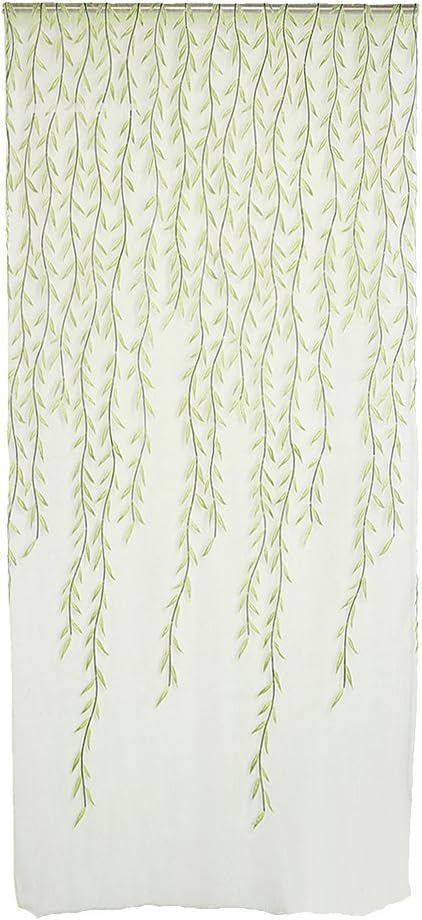 Generic 1 Piece Willow Twigs Pattern Room Voile Window Sheer Drapes Curtain Green 100cm x 200cm
