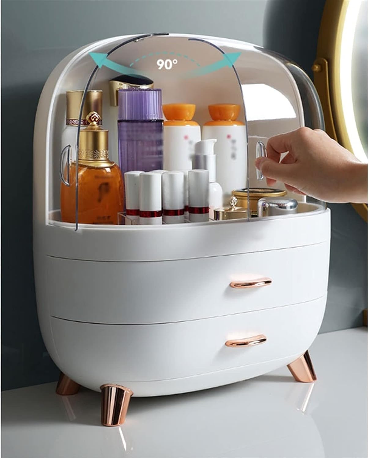 Jewelry Box Cosmetic Storage Box Desktop Large Capacity Lipstick Skin Care Product Storage Shelf Dressing Table Bathroom Desktop Storage Rack Jewelry case(Size:Medium) image 5