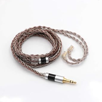 Linsoul TRIPOWIN C8 8-Core Silver Copper Foil Braided Earphone Upgrade Cable, In Ear Monitor Cable, Tinsel Silver Copper Wire, with 3.5mm Audio Jack for Musicial AudiophileWithout Mic, Recessed 2pin