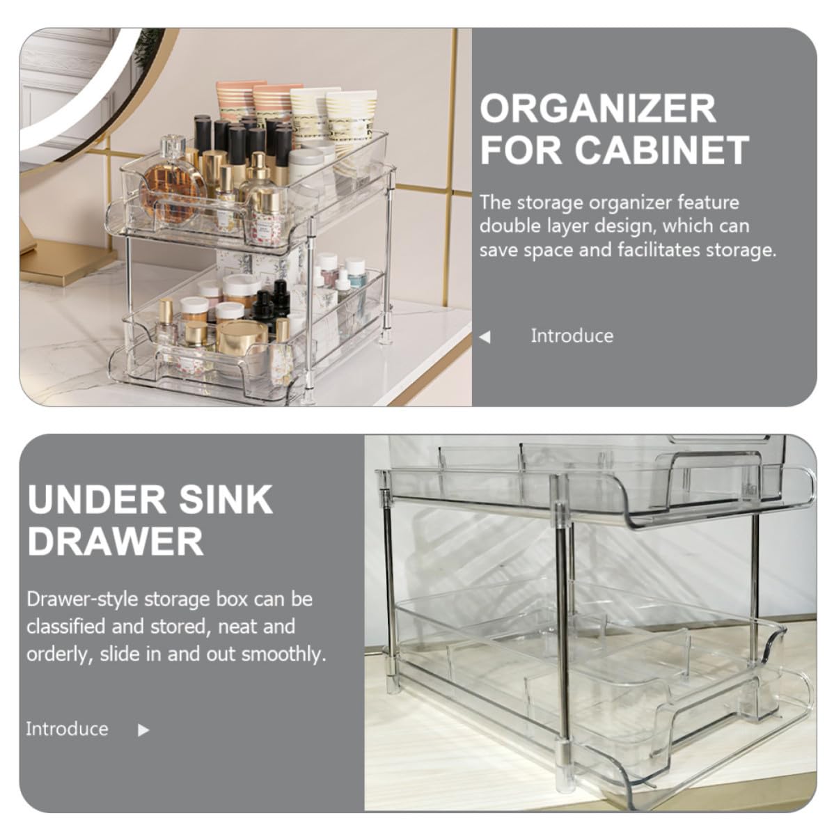 CHILDWEET Organizador de Baño de Dos Niveles Cajón Deslizante
