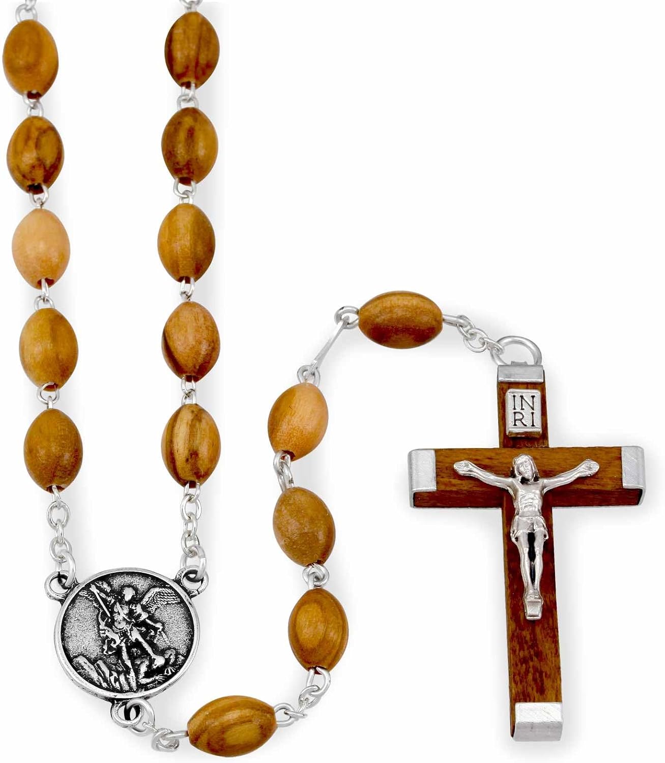 Rosary Olive Wood Beads St. Michael Medal - Image 2