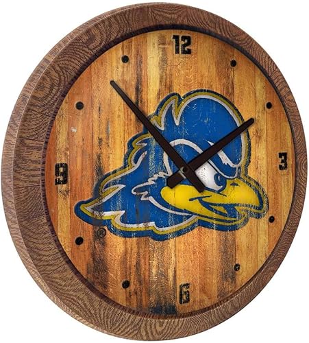 Miniatura 284 de The Fan-Brand NCAA Oklahoma Sooners: Faux Barrel Top Wall Clock Sports Team Bar Sign Décor - Home Man Cave, Party Decoration - Made On Demand