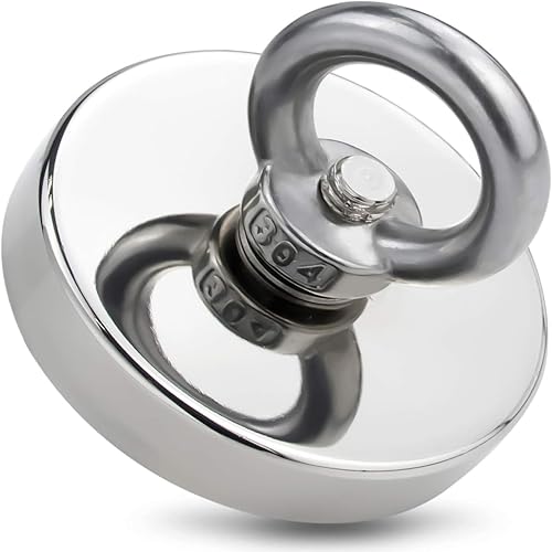 Vista 37 de Diymag Imanes de pesca de neodimio muy fuertes, 330 lbs de fuerza de tracción, imán de tierra rara con ojal avellanado, diámetro de 2.36 pulgadas