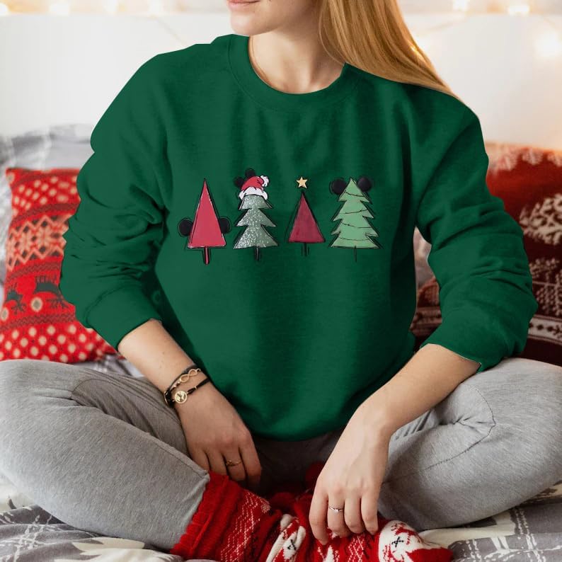 JINTING Christmas Sweatshirt for Women Christmas Tree Pullover Xmas Holiday Crewneck Sweatshirts Long Sleeve Top - Image 2