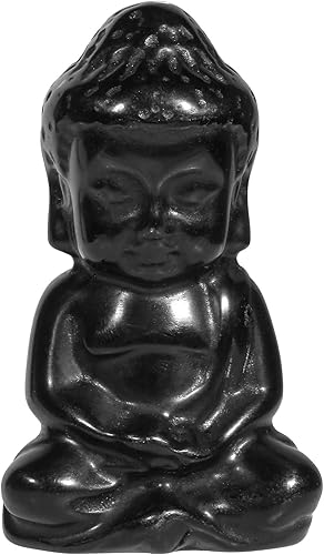 Vista 7 de Nupuyai Estatua de Buda tallada a mano con piedra de cristal para oficina en casa, escultura de piedra de aventurina verde curativa de Reiki de 1.9